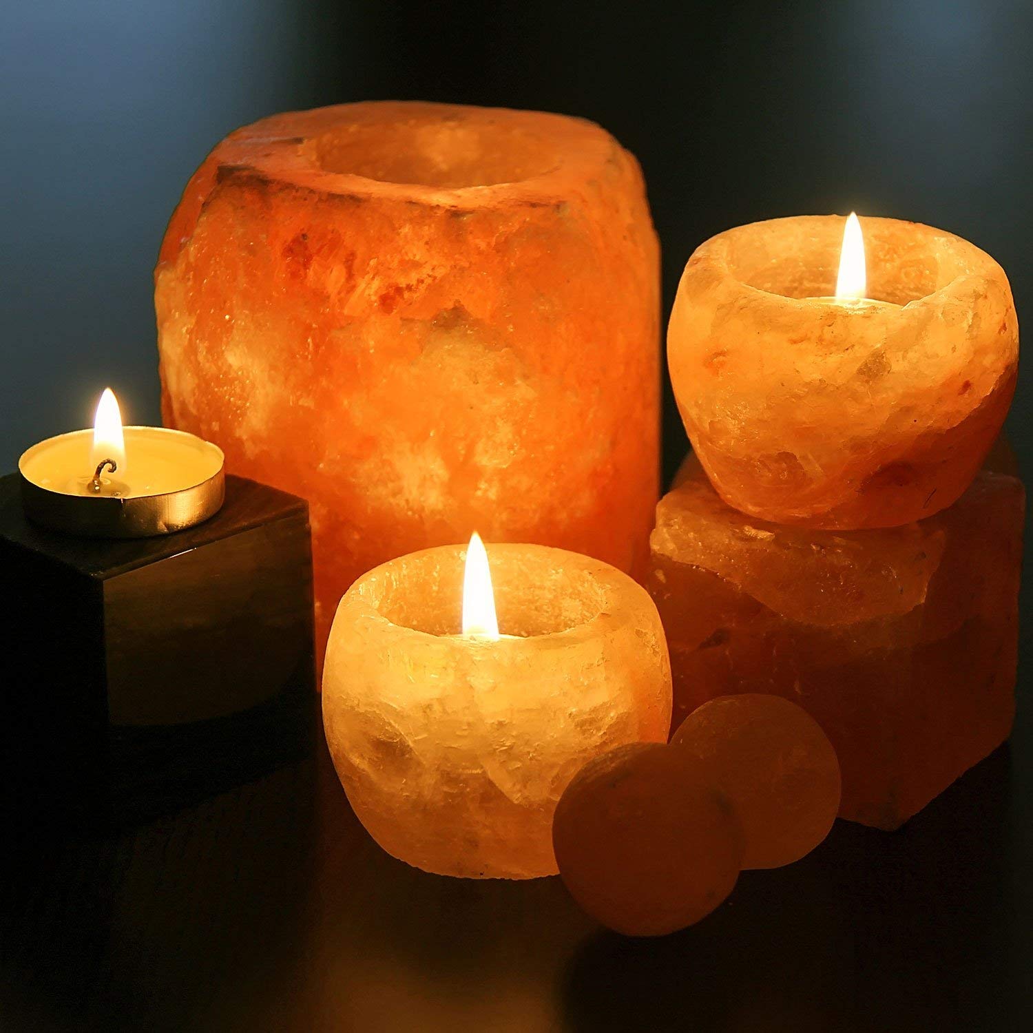 Salt Candle Holders, MA Salt, Candle Holders, Himalayan Rock Salt